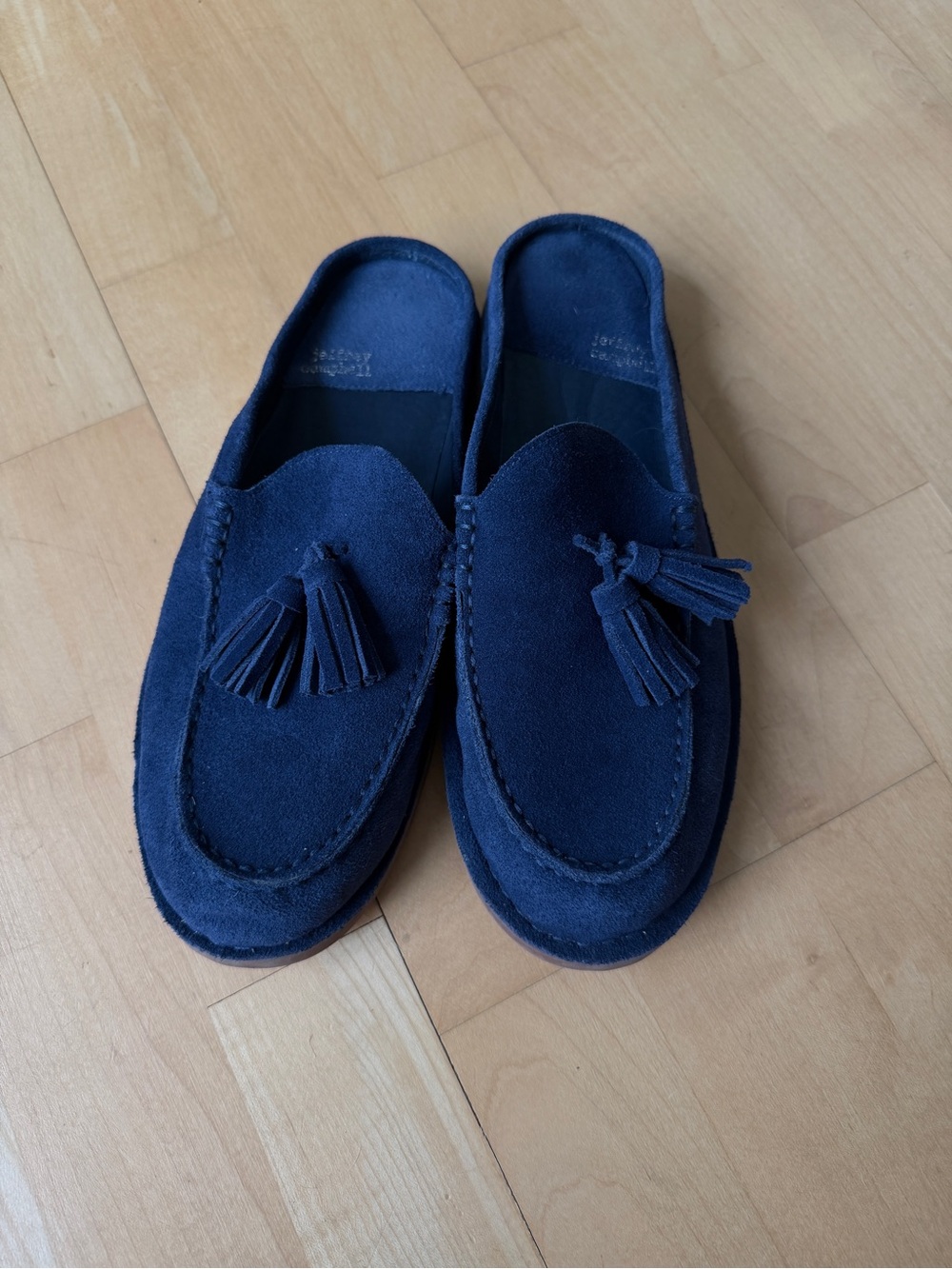 Jeffrey Campbell Navy Suede Tassel Mules